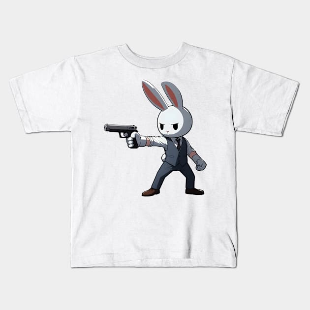 Tactical Bunny Kids T-Shirt by Rawlifegraphic